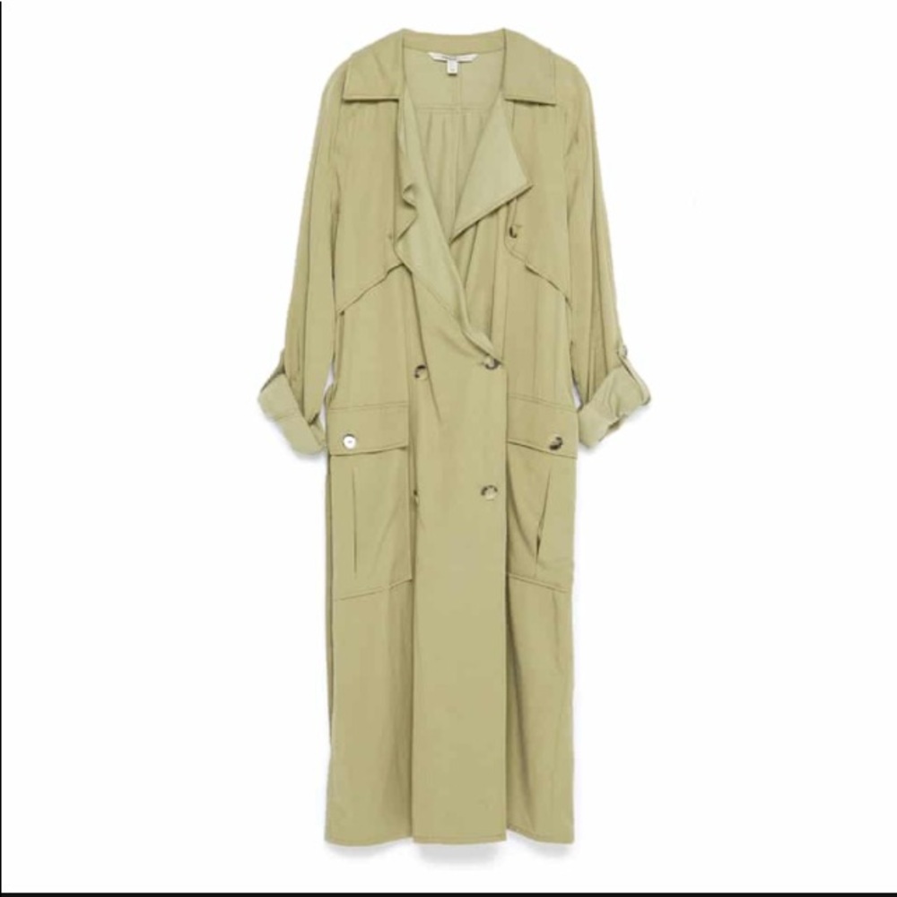 ZARA NWOT Flowing Green Trench Coat!